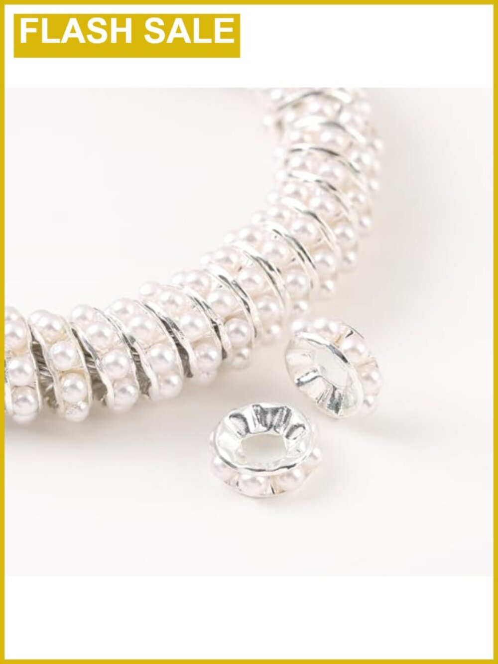 200 Pcs Faux Pearl Rondelle Beads 12mm Silver Plated Spacer Beads for Jewelry